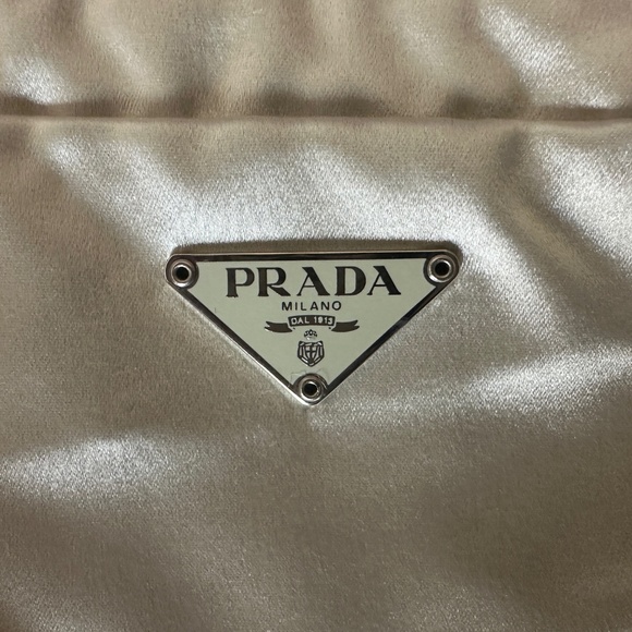 Prada size 40 silver silk-satin ballerina flats & matching silk-satin clutch - Picture 1 of 13